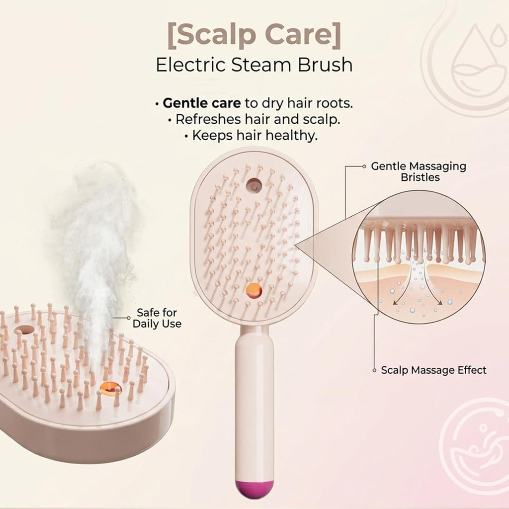 2026 New Electric Steam Brush, Electric Steam Brushs for Hair, Rechargeable Steam Hair Straightener with Water Spray, Detangling Steam Brush for Reduce Frizz, Nourishes Hairs (Purple Set)