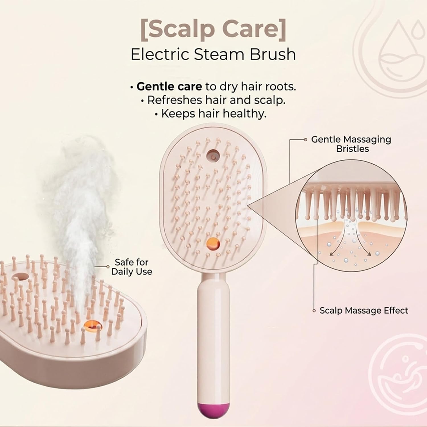2026 New Electric Steam Brush, Electric Steam Brushs for Hair, Rechargeable Steam Hair Straightener with Water Spray, Detangling Steam Brush for Reduce Frizz, Nourishes Hairs (Beige)