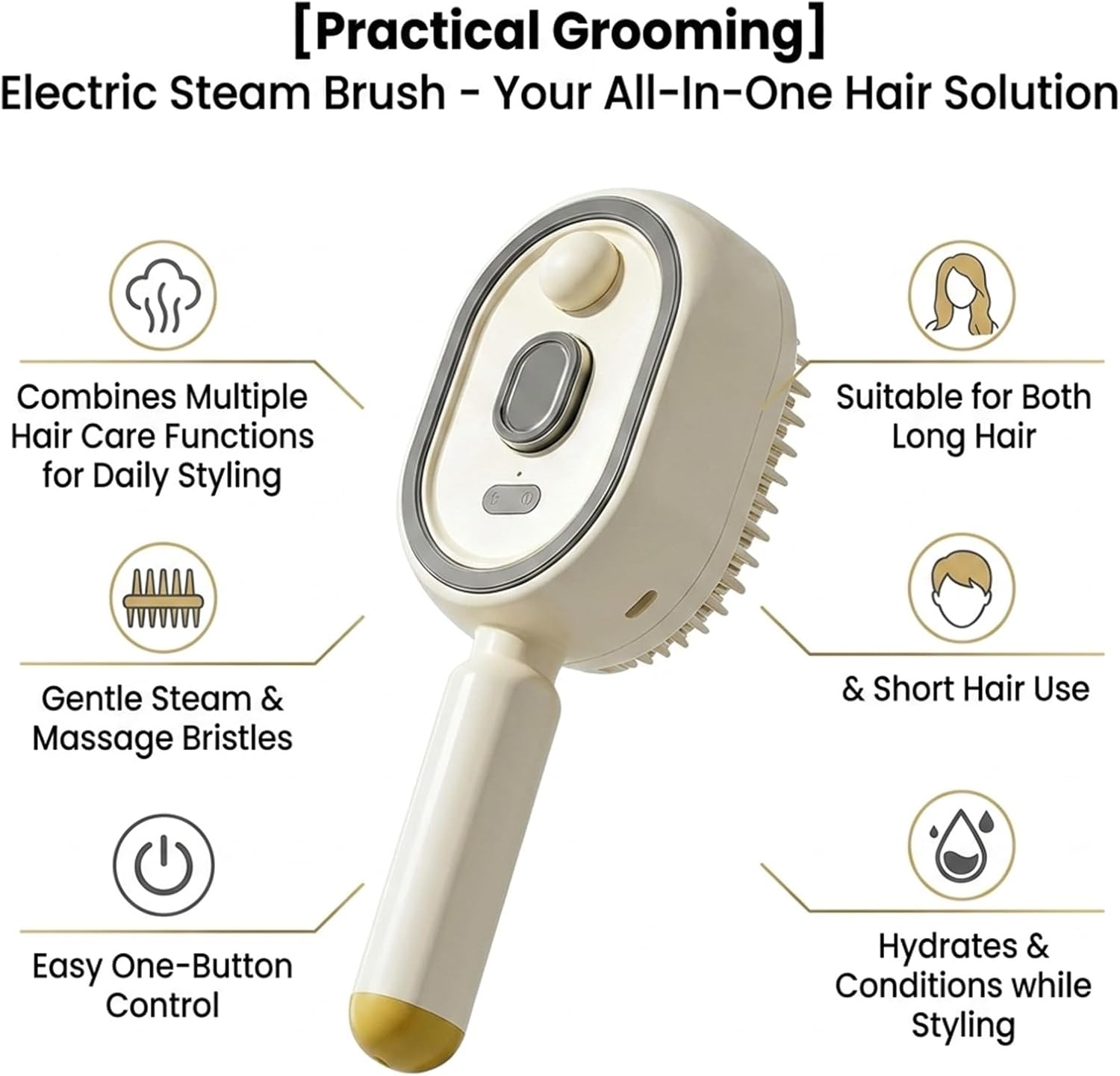 2026 New Electric Steam Brush, Electric Steam Brushs for Hair, Rechargeable Steam Hair Straightener with Water Spray, Detangling Steam Brush for Reduce Frizz, Nourishes Hairs (Purple Set)