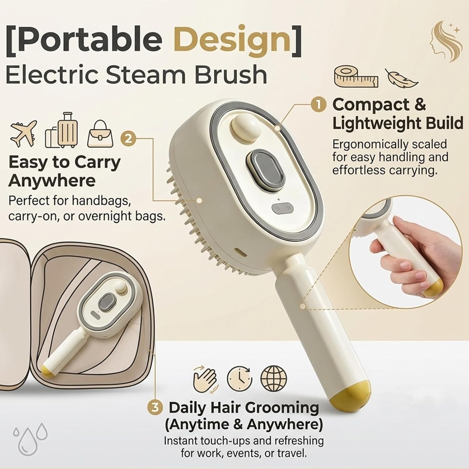 2026 New Electric Steam Brush, Electric Steam Brushs for Hair, Rechargeable Steam Hair Straightener with Water Spray, Detangling Steam Brush for Reduce Frizz, Nourishes Hairs (Purple)